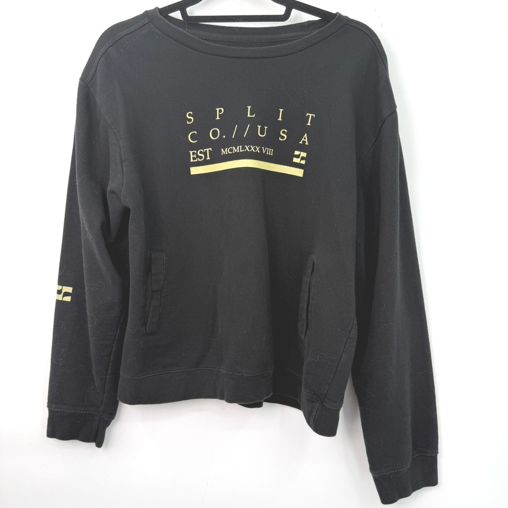 Split Co USA Sweatshirt Womens S Black Graphic Pullover Skate Streetwear Grunge